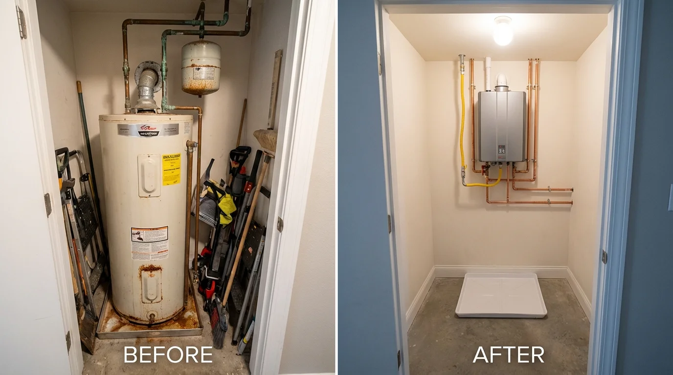 Tank water heater versus wall-mounted tankless unit comparison for Franklin, NE homeowners